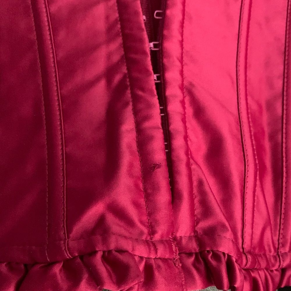 Rare Victorias Secret Satin Babydoll Red Corset Lace Up Strapless Medium Vintage - Picture 5 of 8